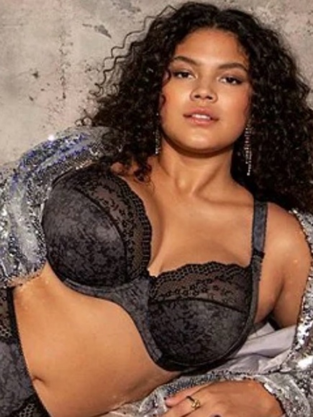 Elomi Lucie Floral Print Full Busted Underwire Stretch Plunge Bra EUC 34O 4490